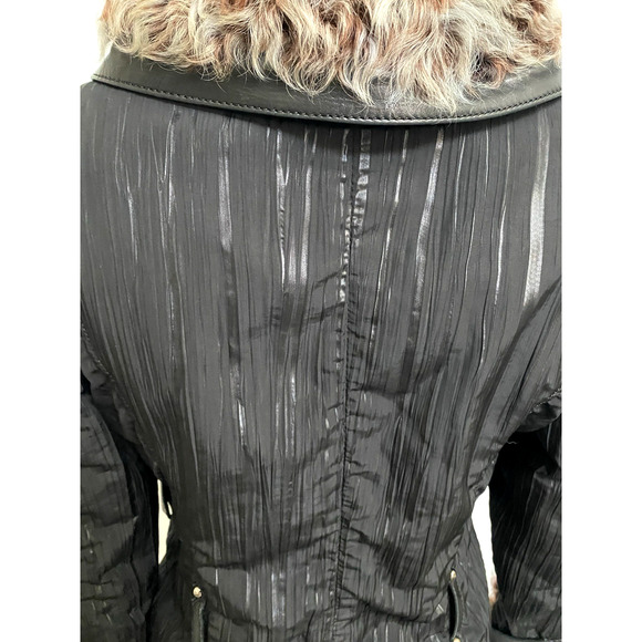 Punto Jacket Fur Collar Black Button Closure Pockets Leather trim 6 S - Picture 8 of 13